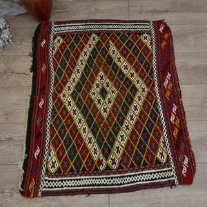 Vintage Turkish Kilim, Handmade Rug 2x3ft, Geometric Pattern, Bohemian Decor, Colorful Area Rug, Small Turkish Carpet, Home Decor Rug