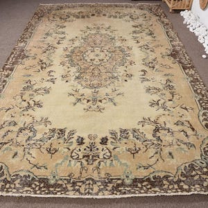 Turkish Rug, Vintage Rug, Large Rug, Oushak Rug, Rugs For Living Room, 6x10 ft Beige Rug, Home Décor Rug, Large Turkish Carpet