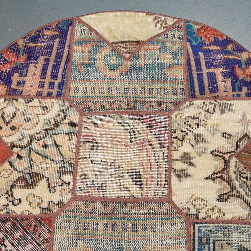 Vintage Rug, Small Carpet, Round Rug, Turkish Rug, Home Decor Rug, 41x41 inches Green Carpet, Handmade Bedroom Rugs, 8843 shops