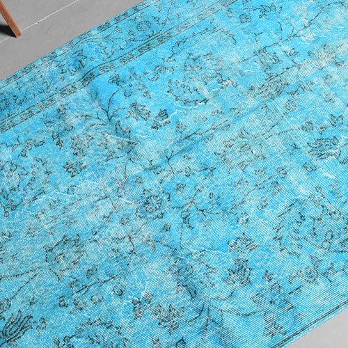Area Carpet, Turkish Rug, Vintage Rug, shops Oushak Carpet, 47x98 inches Blue Carpet, Decorative Bedroom Carpet, Office Rug, Floor Rug, 8447