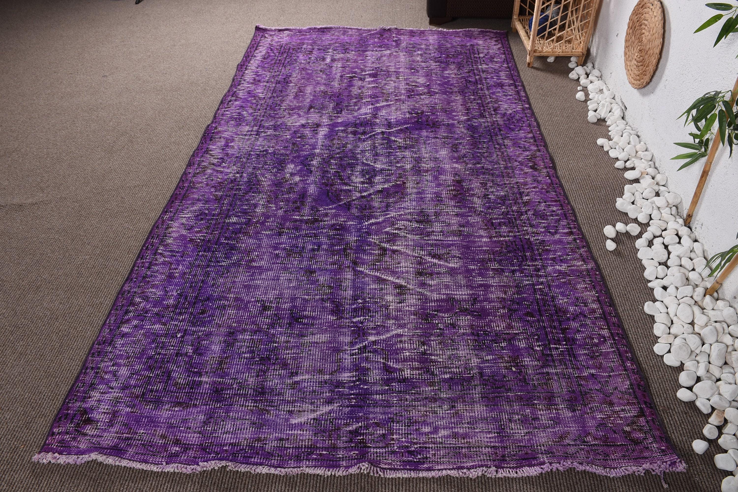 Tappeto turco, tappeto vintage, grandi tappeti di lana, tappeto Oushak, tappeti per soggiorno, tappeto viola 4,8x8,6 piedi, tappeti sovratinti, tappet