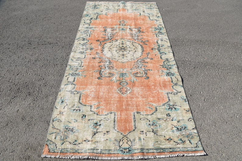 Faded Rug, Turkish Rug, 4x8.2 ft, Handmade Rug, Decorative Rug, Vintage Rug, Antique Rug, Oushak Wool Rug, Oriental Rug, Bedroom Rug, 4951 shops
