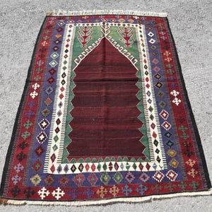 Accent Kilim, Turkish Kilim, 4x5.4 ft, Entry Kilim, Antique Kilim, Area Kilim, Gift Kilim, Geometric Kilim, Embroidered Kilim, Wool Rug 5157