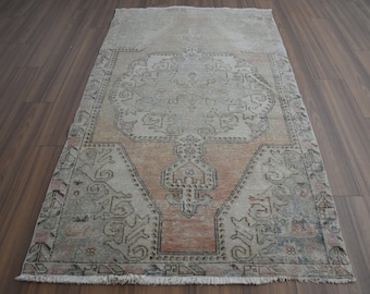 Turkish Rug, Turkish Rug, Turkish Rug, Oushak Rug, Handmade Rug, Antique Rug, Distressed Rug, Wool Rug, Traditional Rugs, 4.2x7.1 feet   855