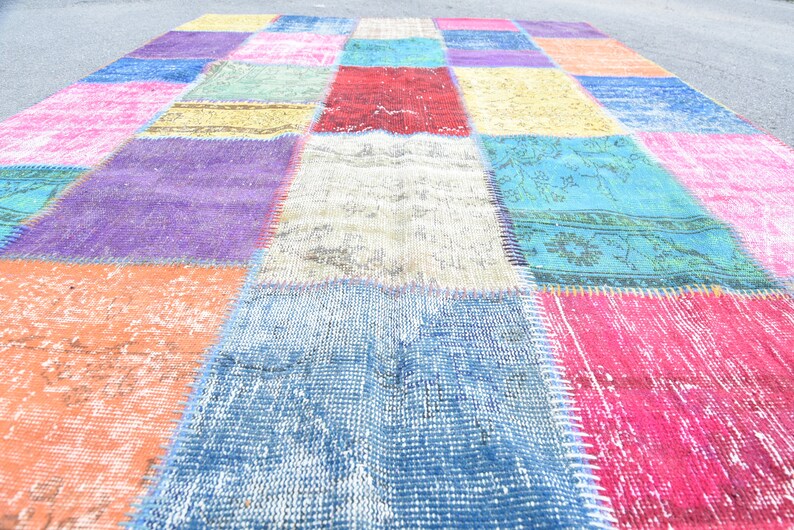Turkish Rug Oushak Rug Art Rug Colorful Rug Vintage Rug 3006 Salon Rug,Rare Rug Area Rug 6.6/'x9.7/' feet Patchwork Rug,Modern Rug