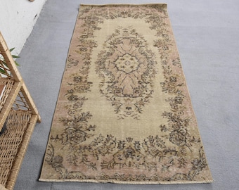 Vintage 3.1x6 ft Rug, Oushak Turkish Rug, Beige Rug Wool