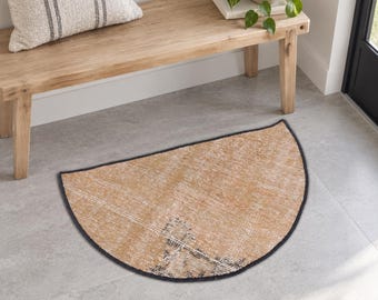 Turkish Oushak Rug, Beige Distressed Rug, Vintage Turkish Rug, Hand Knotted Handmade Accent, 2.5x1.5 Small Rug