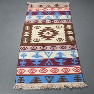 Both Sided Kilim, Small Kilim, Turkish Kilim, Vintage Kilim, Home Decor Kilim, 31x60 inches Brown Kilim, Little Kilim,  9085