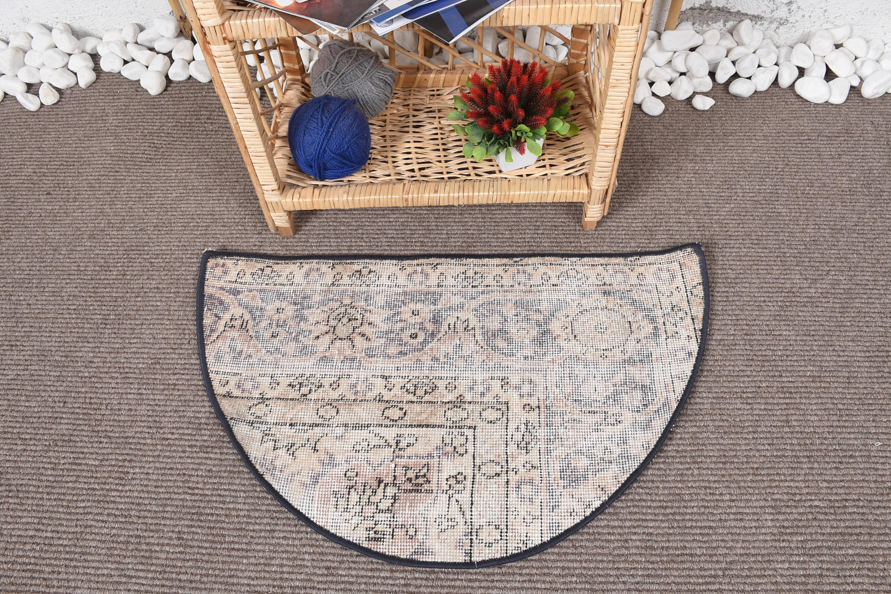 半円形ラグ、ヴィンテージ トルコラグ、織りラグ、廊下ラグ、玄関