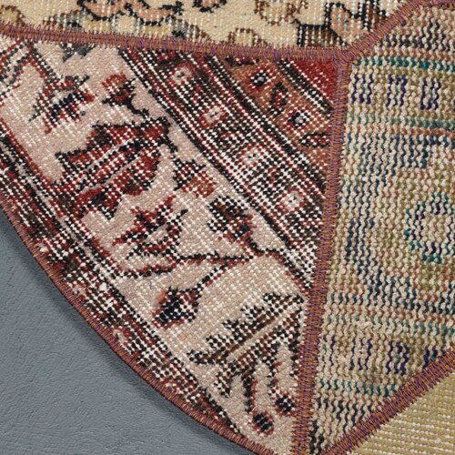 Vintage Rug, Small Carpet, Round Rug, Turkish Rug, Home Decor Rug, 41x41 inches Green Carpet, Handmade Bedroom Rugs, 8843 shops