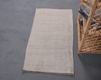 Turks tapijt, klein 1,8 x 3,3 ft, vintage tapijt, beige bruin met planten en bomen, wollen tapijt