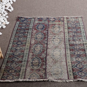 Small Rugs, Turkish Rug, Patchwork Rug, Vintage Rug, Antique Rug, Rugs For Entry, 3.1x3.5 ft Green Rug, Floor Rug, Small Bathroom Rug, 10970