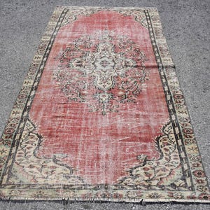 Turkish Rug for Sale, 4.4x8.2 ft Area Rug, Vintage Decor Rug, Home Decor Carpet, Turkish Rug For Wall, Pink Oushak Rug, Rugs For Living Room