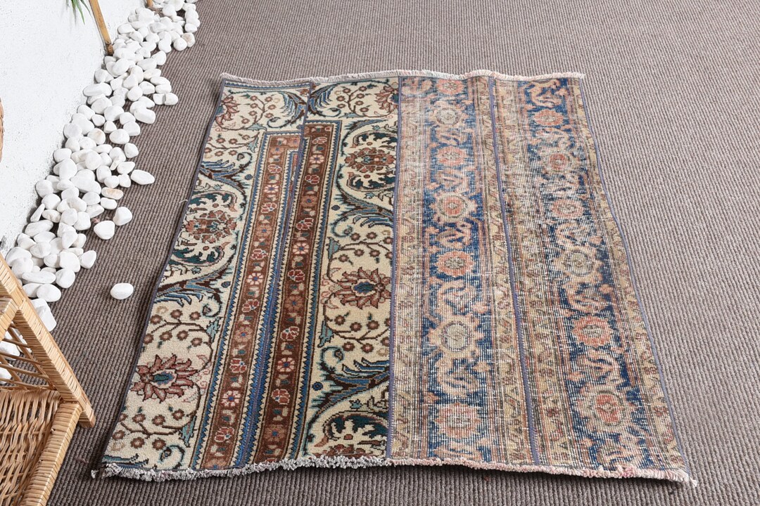 Turkish Small Rug, 3.3x4 Ft Vintage Rug, Blue Wool Rug - Etsy