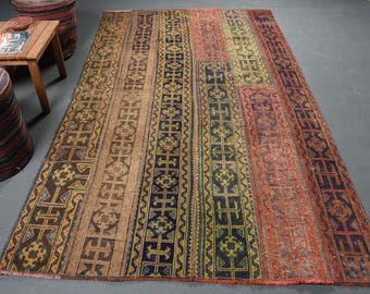 5.3x8.9 ft Turkish Large Rug, Vintage Brown Moroccan Rug