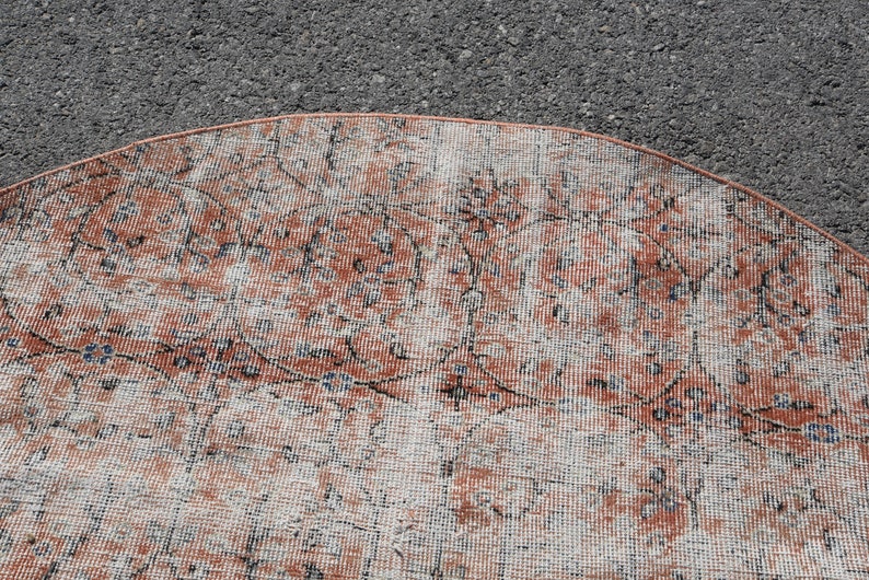 Vintage Rug Oushak Rug Turkish Rug Oriental Rug Organic Rug Circle Rug Antique Rug Salon Round Rug 4683 5.1x5.1 ft Area Rug