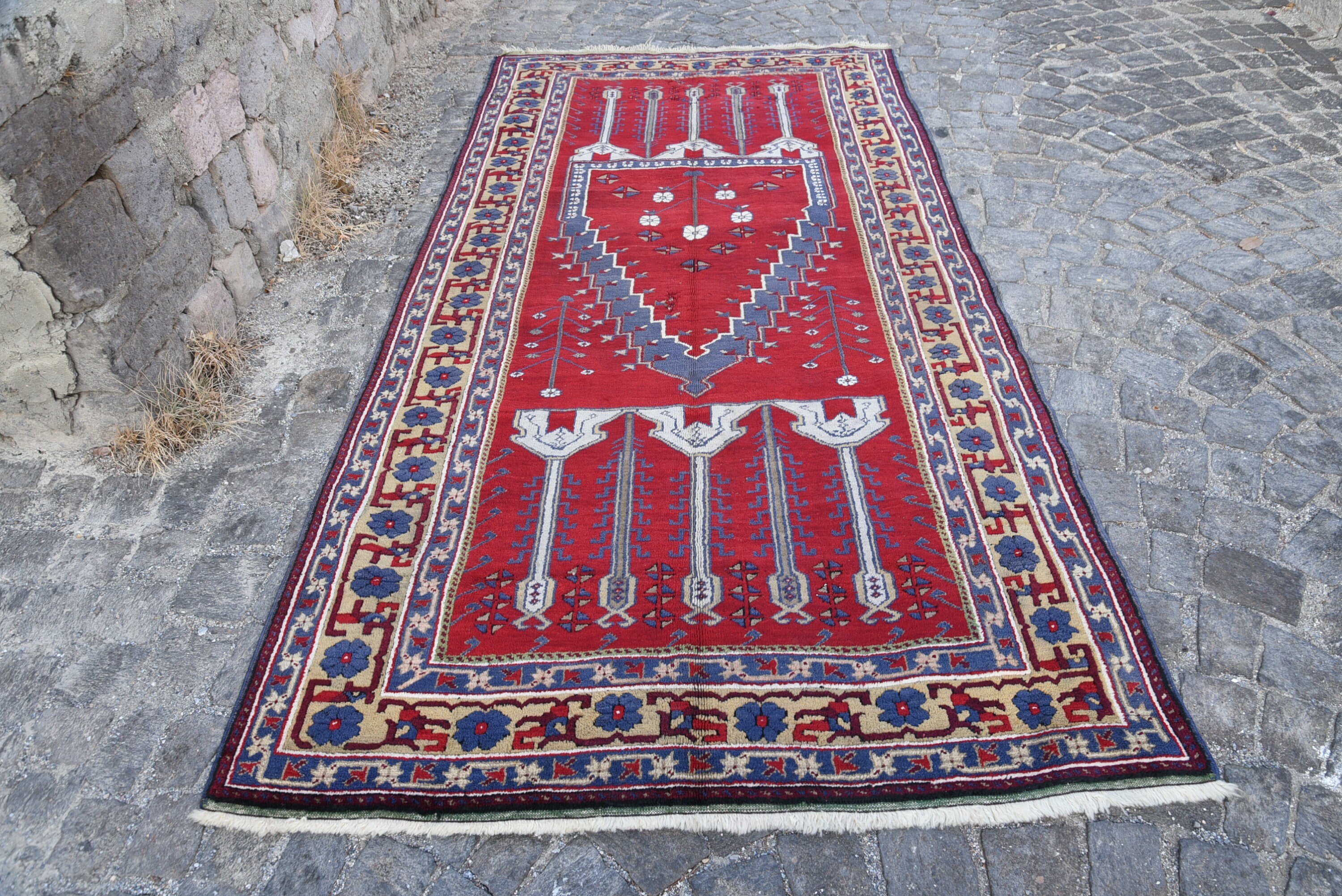 Turkish Rug Red and Blue Rug Turkish Rug High Quality Rug Etsy UK