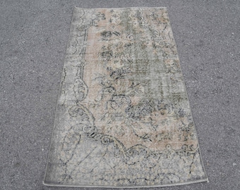 Alfombra turca vintage, alfombra decorativa de 3,1 x 5,5 pies, alfombra oriental beige y marrón.