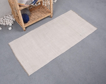 1.8x3.7 ft Vintage Small Rug, Beige Gray Turkish Camouflage Wool Rug