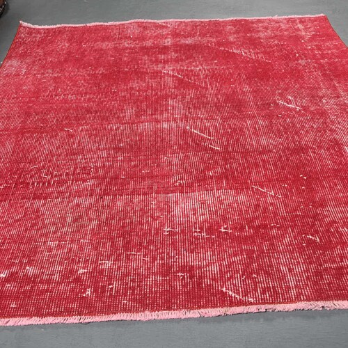 Turkish Rug, Vintage Rug, Small Carpet, Home Decor Carpet, 41x43 orders inches Red Rug, Outdoor Rug, Kitchen Rug, Tribal Little Rugs, 9307