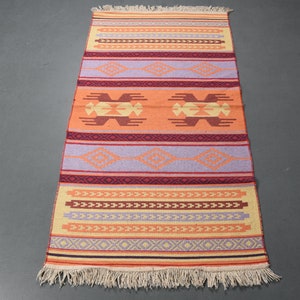 Vintage Kilim, Turkish Kilim, Small Kilim, Antique Kilim, 31x57 inches Orange Kilim, Both Sided Kilim, Tribal Kilim, Entry Kilim,  9087