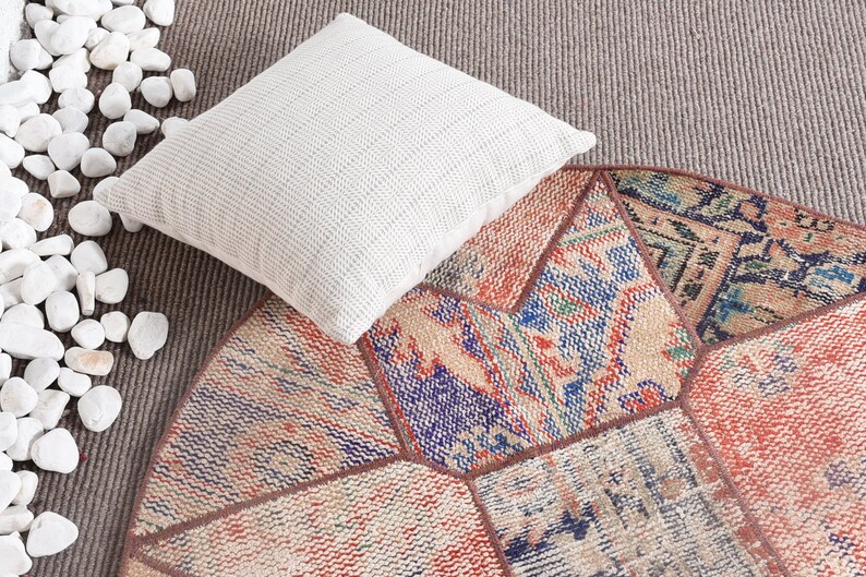 Round Rug, Small Rugs, Turkish Rug, Patchwork Rug, Anatolian Rugs, Rugs