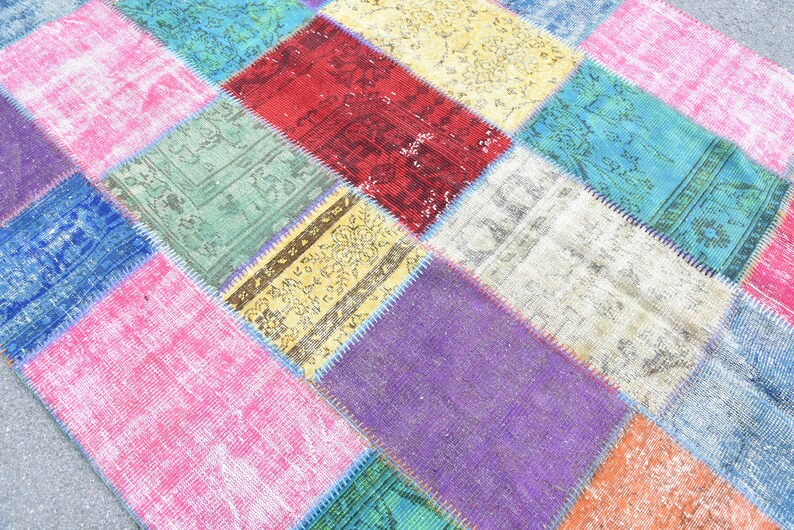 Turkish Rug Oushak Rug Art Rug Colorful Rug Vintage Rug 3006 Salon Rug,Rare Rug Area Rug 6.6/'x9.7/' feet Patchwork Rug,Modern Rug