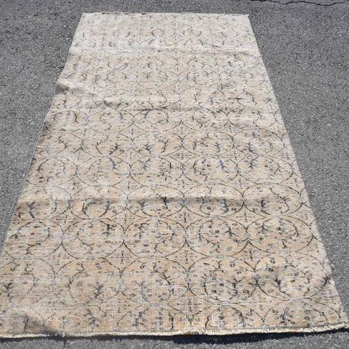 Vintage shops Rug, Area Carpet, Turkish Rug, Home Decor Carpet, 52x95 Inches Yellow Rug, Outdoor Rug, Bedroom Rugs, Handmade Indoor Carpet, 6585