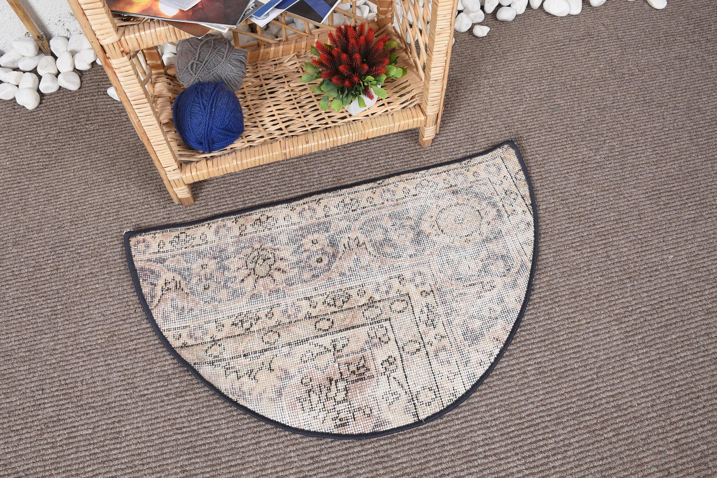 半円形ラグ、ヴィンテージ トルコラグ、織りラグ、廊下ラグ、玄関