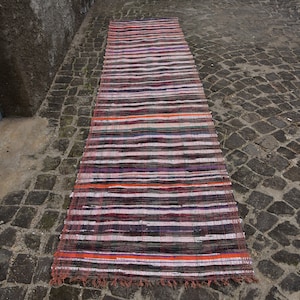 Runner Kilim, Striped Kilim, Distressed Kilim, Antique Kilim, Boho Kilim, Handmade Kilim Hallway 3x12.3 feet   Designer Rug 1030