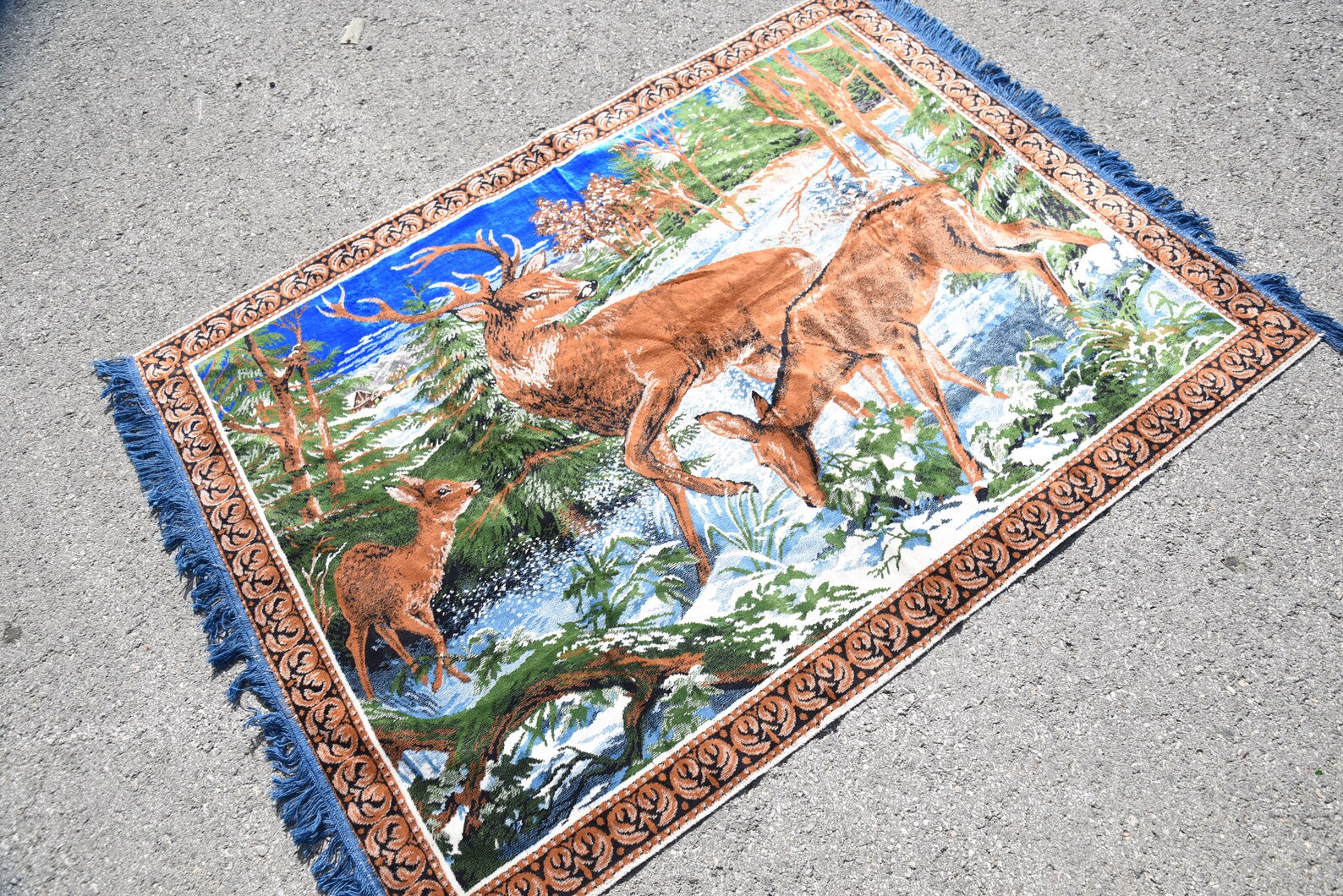 Turkish Rug Wall Hanging Rug 4x5 3 Ft Soft Rug Deer Design Etsy