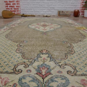 Vintage Turkish Rug, 5x9ft, 146x264cm, Antique Ottoman Carpet, Handmade Area Rug, Floral Pattern, Home Decor Carpet, Turkish Living Room Rug