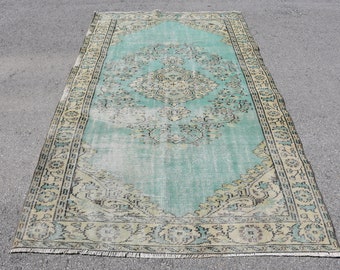 Area Rug, Turkish Rug, Vintage Rug, Antique Carpet, 58x98 inches Green Rug, Tribal Indoor Rugs, Office Rug, Floor Rug,  7725