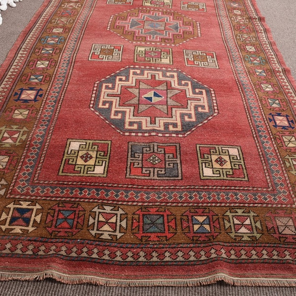 Turkish Rug, Vintage Rug, Large Rug, Anatolian Rug, Rugs For Dining Room, 4.9x10.7 ft Red Rug, Wool Oushak Rugs, Large Vintage Rug,  10909