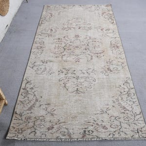 4x7 Area Rugs, Turkish Rug, Vintage Rug, Muted Anatolian Rug, Rugs For Salon, 3.5x7.1 ft Beige Rug, Vintage Oushak Rug, Vintage Area Rug,