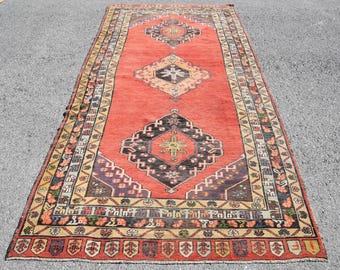 Turkish 5x9.9 ft Rug, Vintage Rug, Red Ombré Rug Wool