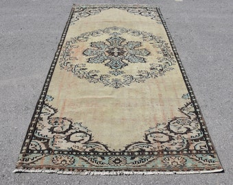 Turkish Rug, Vintage Rug, 4.5x9.2 ft Large Rug, Anatolian Rug, Rugs For Bedroom, Brown Oushak Rug, Vintage Decor, Decorative Living Room Rug