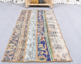 1.8x3.3 ft Small Turkish Rug, Blue Moroccan Vintage Rug