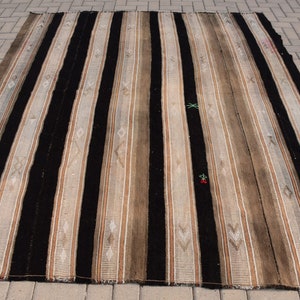 Large Kilim, Vintage Kilim, Turkish Kilim, Oushak Kilim, 80x95 inches Beige Kilim, Organic Kilim, Living Room Kilim,  8139