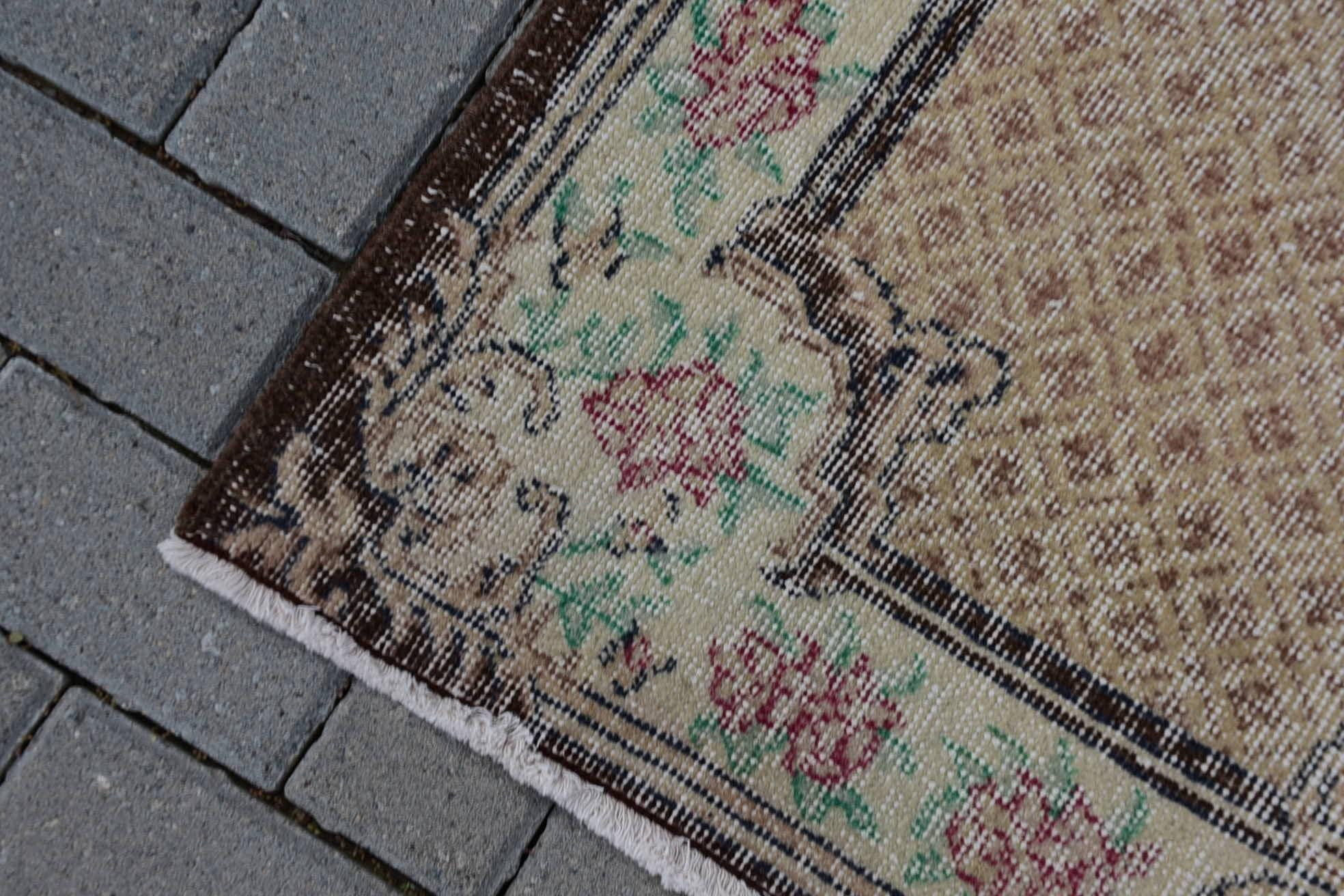トルコ絨毯、3.9 x 7.2 フィートのヴィンテージ エリア ラグ