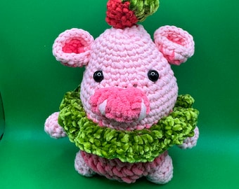 Cute plush crochet Strawberry little pig Mia,soft toy,kids room decoration,Birthday present,Grandparents visits gift .