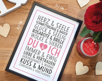 DU & ICH Liebeserklärung – optional mit Rahmen – Geschenk Geschenkidee Geburtstag Jahrestag Hochzeitstag Valentinstag Hochzeit Männer Frauen