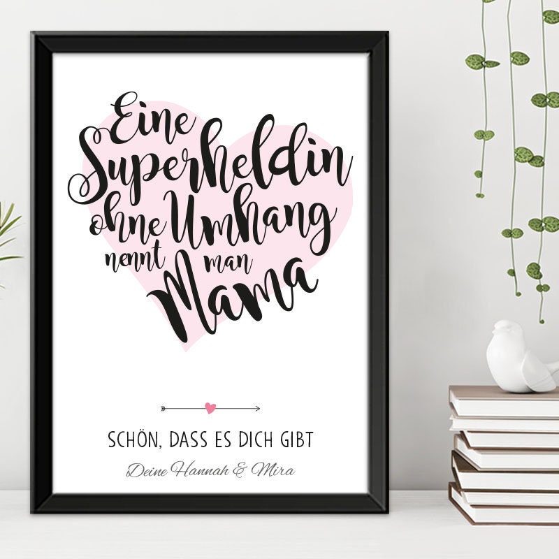 Superheldin Mama Bild optional mit Rahmen Geschenk Etsy France