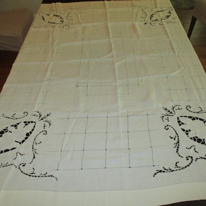 Vintage Cutwork Tablecloth with Fruit Motif