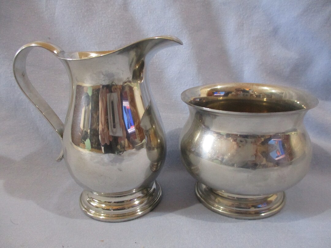 Vintage Pewter Sugar and Creamer Garden Pewter Etsy