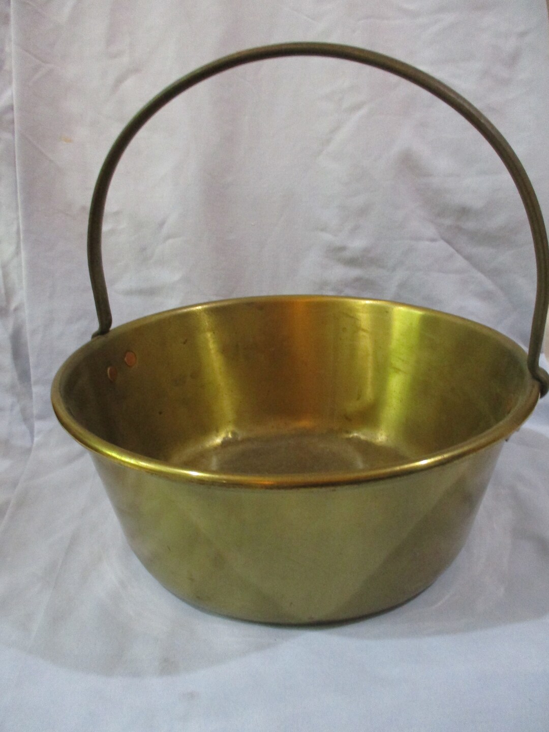 Vintage Brass Bucket With Iron Handle Etsy