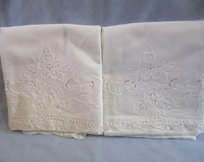 Vintage Embroidered Battenburg Lace Pillow Sham Set of 2 Etsy