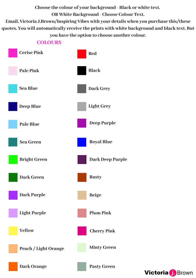 10 X Quiet Quotes Printables CHOOSE YOUR OWN Colour & Font. | Etsy UK
