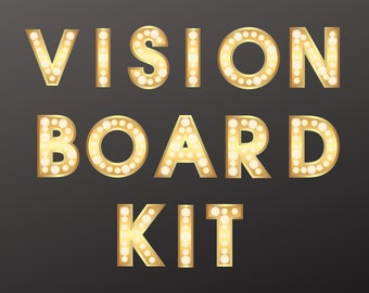Vision Board Kit; digital & printable, mini vision board coaching video, guidebook, templates, over 300 images