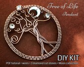 FULL KIT Tree of Life pendant,wire wrap, weaving tutorial, diy jewelry making set, PDF file, wrapping, pattern, step by step, craft hobby